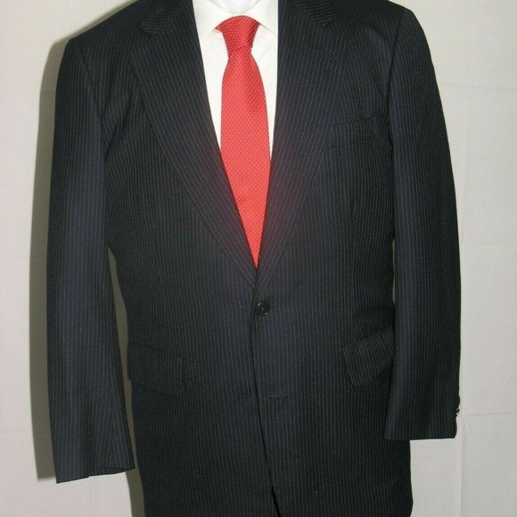 Brooks Brothers Vintage  Custom Clothiers Navy Striped Two Button Suit 40R - Picture 4 of 12
